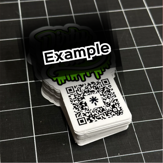 Stickers with example business name & QR code