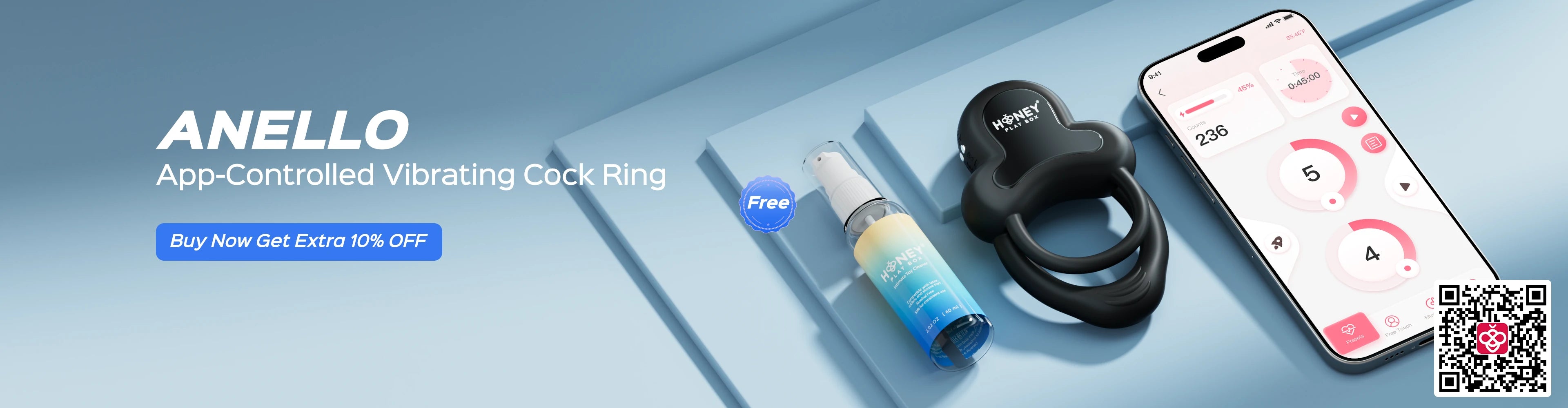 Anello, App-controlled couples vibrator cock ring, best Male sex toy by HoneyPlayBox
