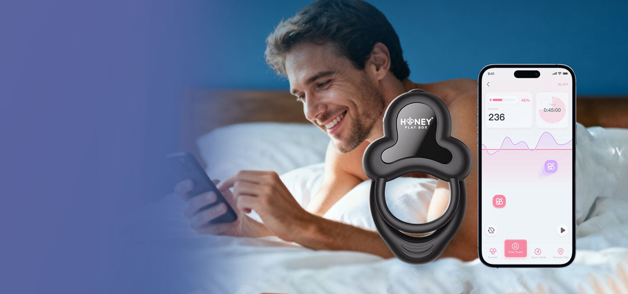 app-controlled long distance cock ring for men by Honey Play Box