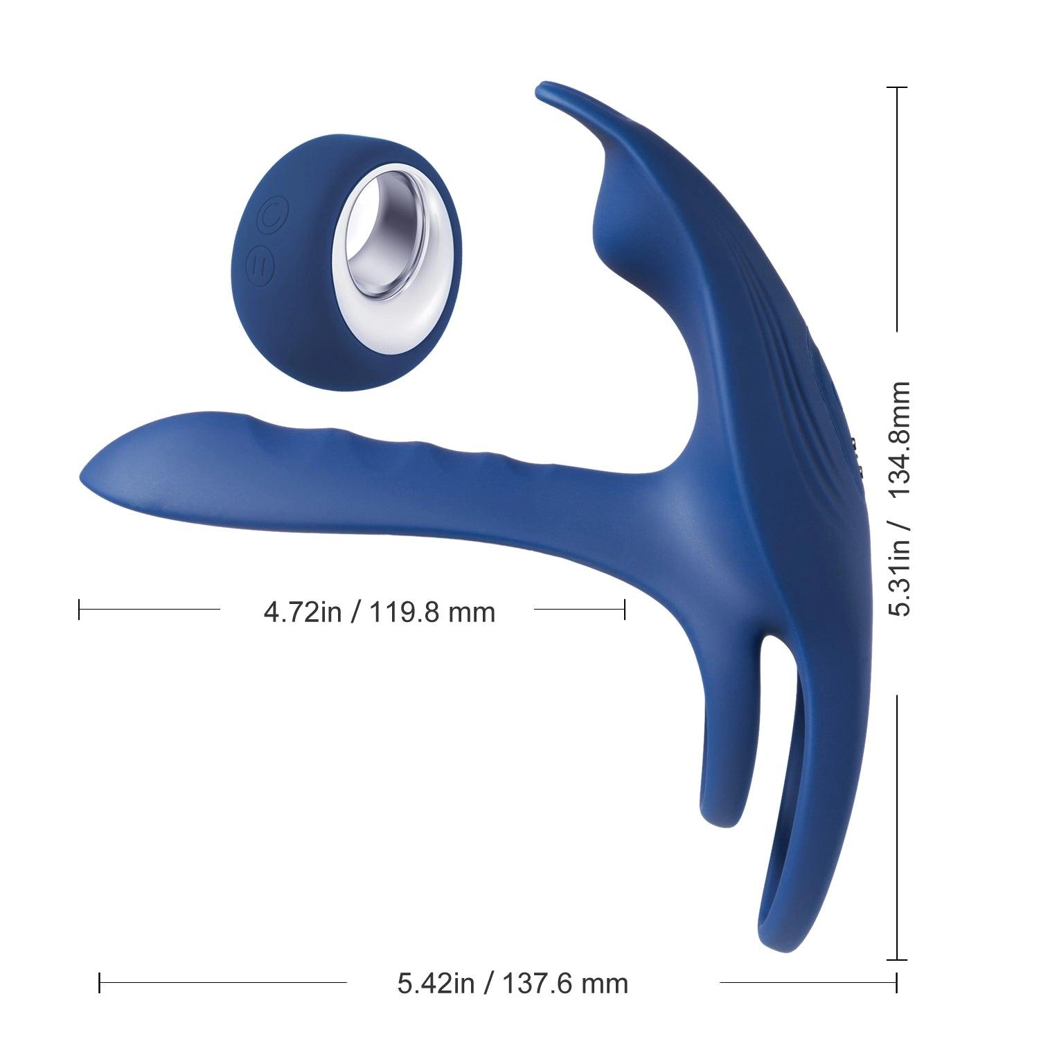 BLUE FOX Remote Control Vibrating Girth Enhancer Penis Sleeve & Clit Stimulator - Honey Play Box Official