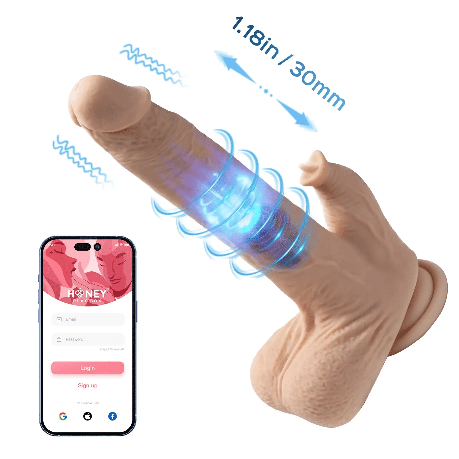 COLTER App Controlled Realistic Thrusting Dildo Vibrating Licker 8.5 Inch - Honey Play Box Official