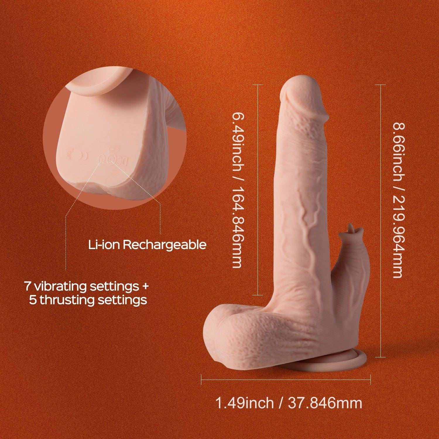 COLTER App Controlled Realistic Thrusting Dildo Vibrating Licker 8.5 Inch - Honey Play Box Official