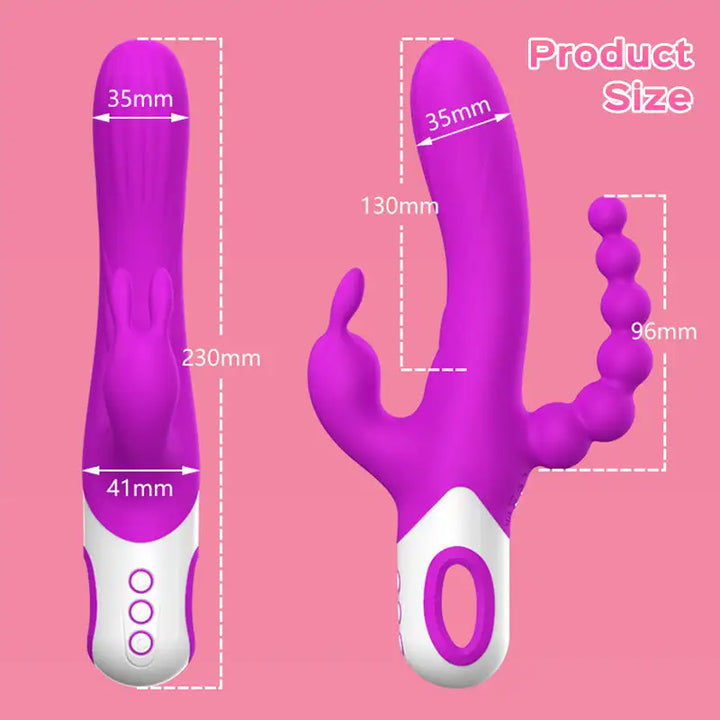 Triple Rabbit Vibrator with Anal Beads  - Honey Play Box Official