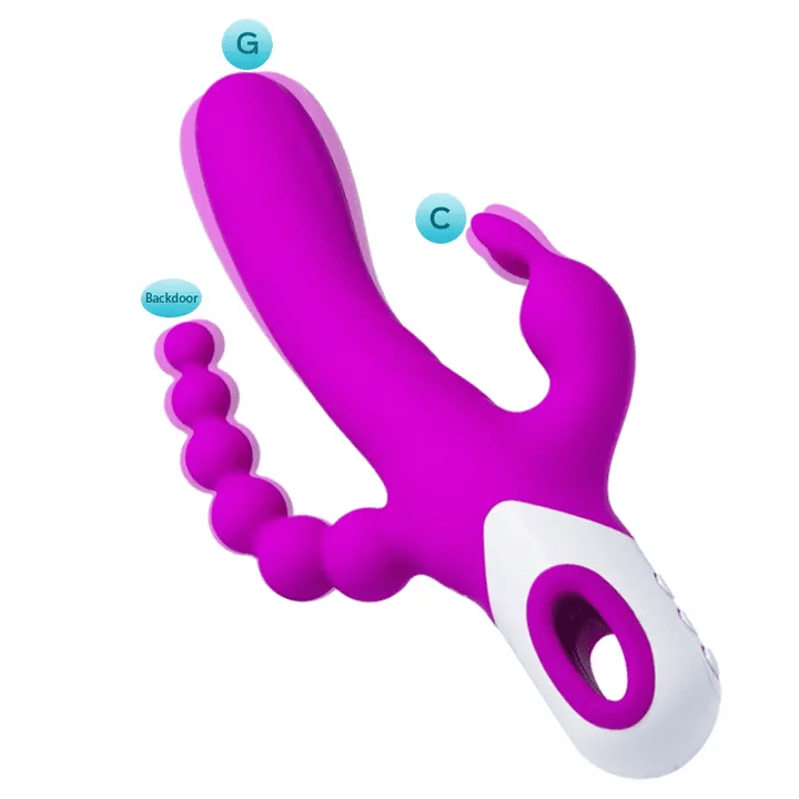 Triple Rabbit Vibrator with Anal Beads  - Honey Play Box Official