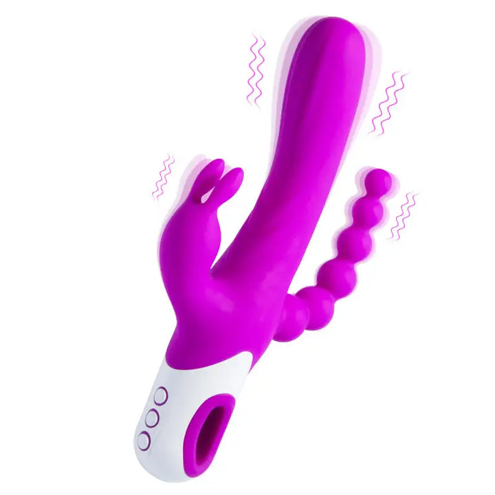 Triple Rabbit Vibrator with Anal Beads  - Honey Play Box Official
