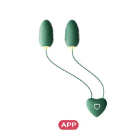 cupid green nipple clamps and egg virbator front view