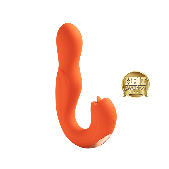 app-controlled tongue licking clit stimulator and g-spot vibrator by Honey Play Box