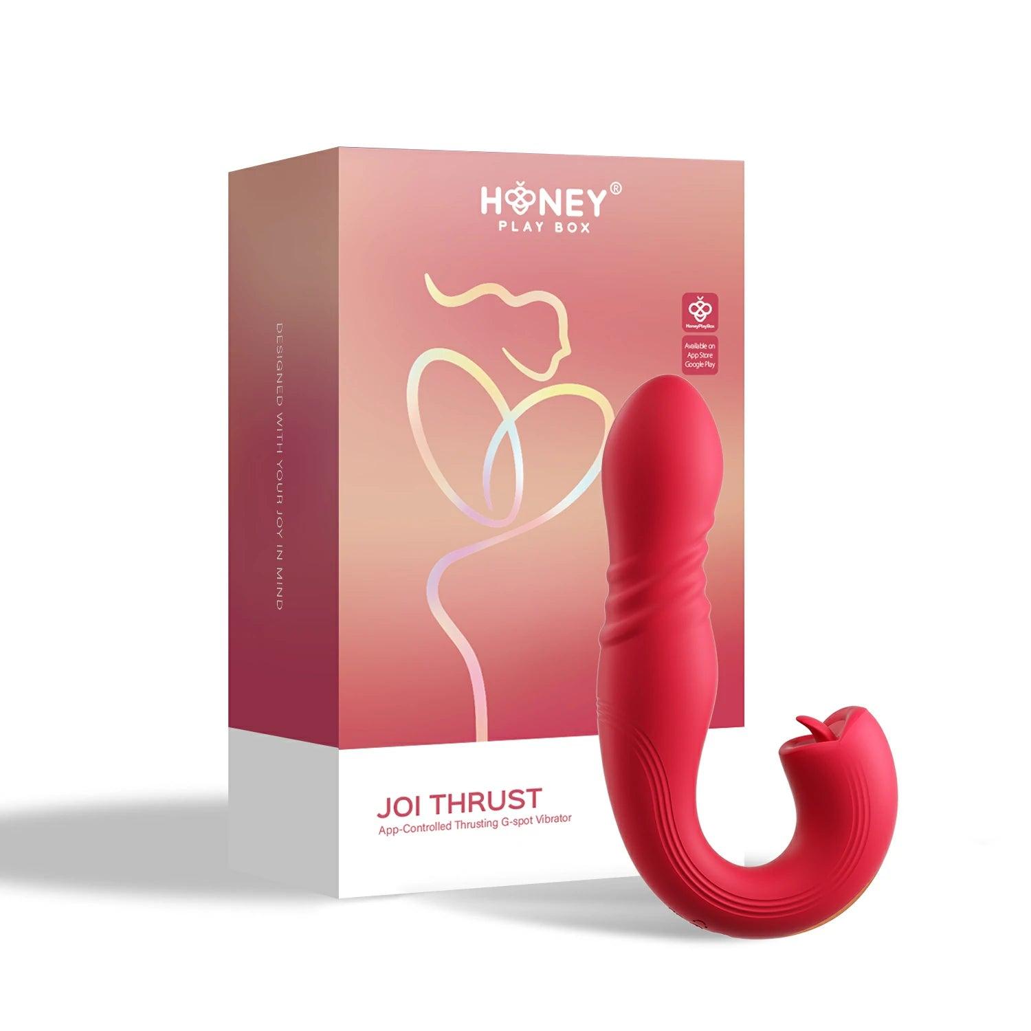 JOI THRUST App Controlled Thrusting G-spot Vibrator & Tongue Clit Licker - Honey Play Box Official
