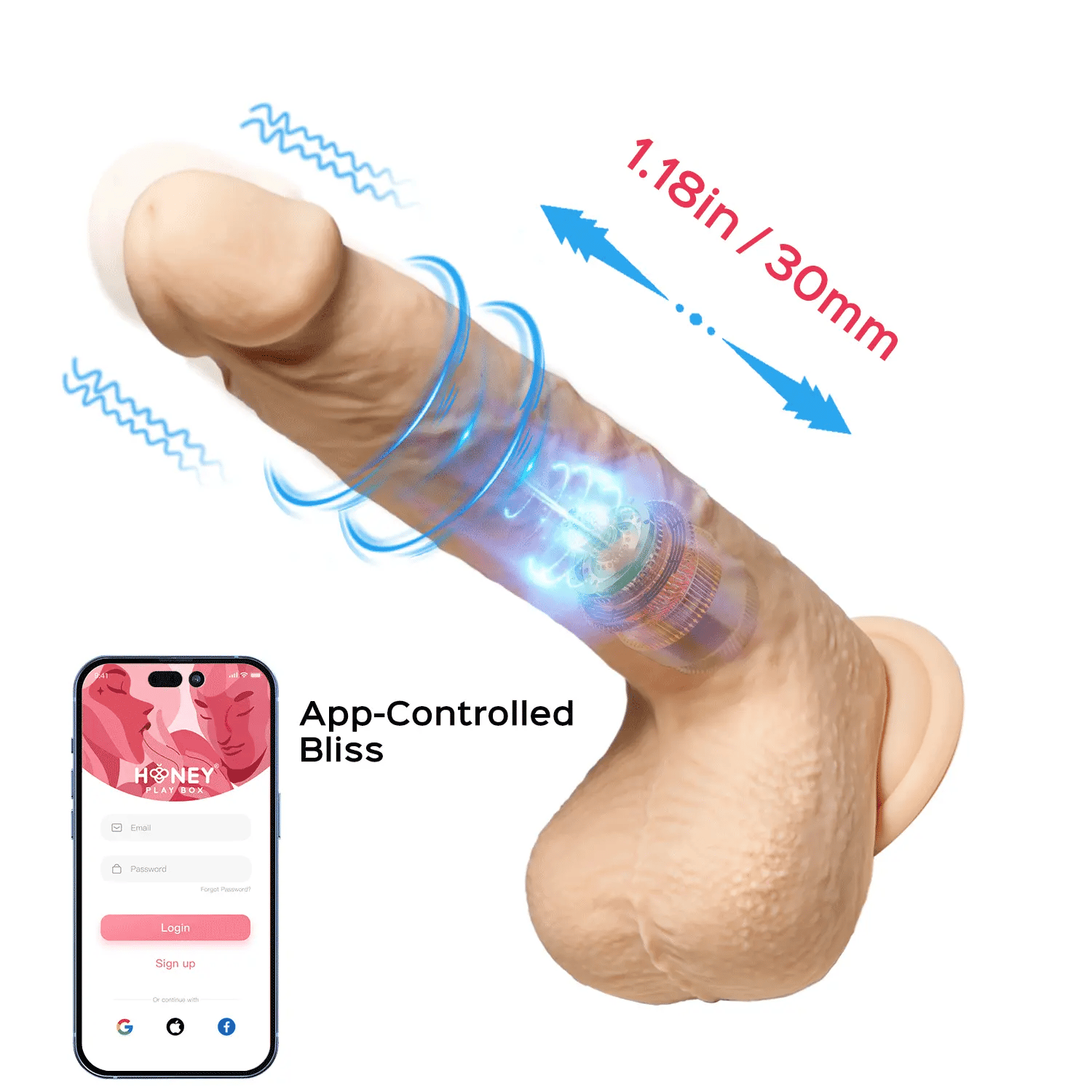 LUIS App-controlled 8.5 Inch Realistic Thrusting Dildo Vibrator - Honey Play Box Official