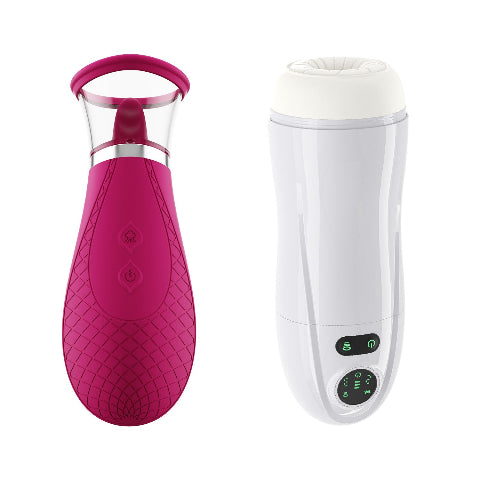 scioness licking tongue vibrator and kai 2 male masturbator set