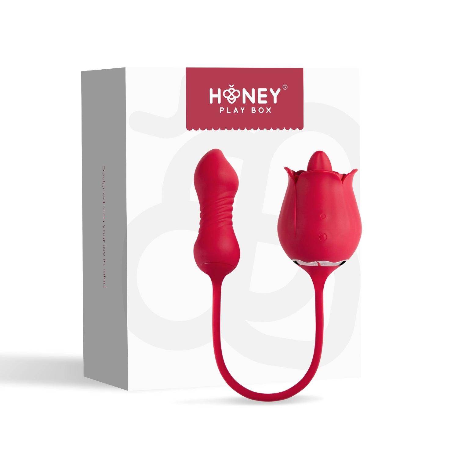 FIONA PLUS Rose Clit Licking Stimulator & Thrusting Egg - Honey Play Box Official