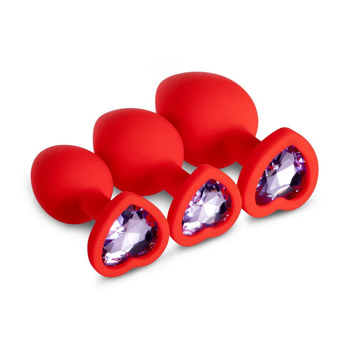Light Purple Gem Red Silicone Butt Plug Set - Honey Play Box