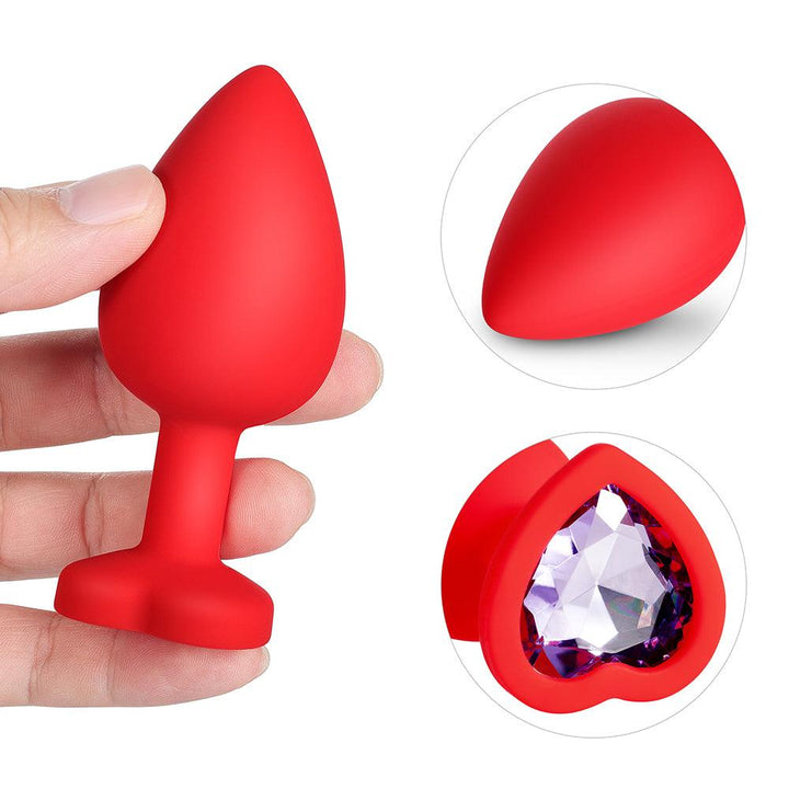 Light Purple Gem Red Silicone Butt Plug Set - Honey Play Box