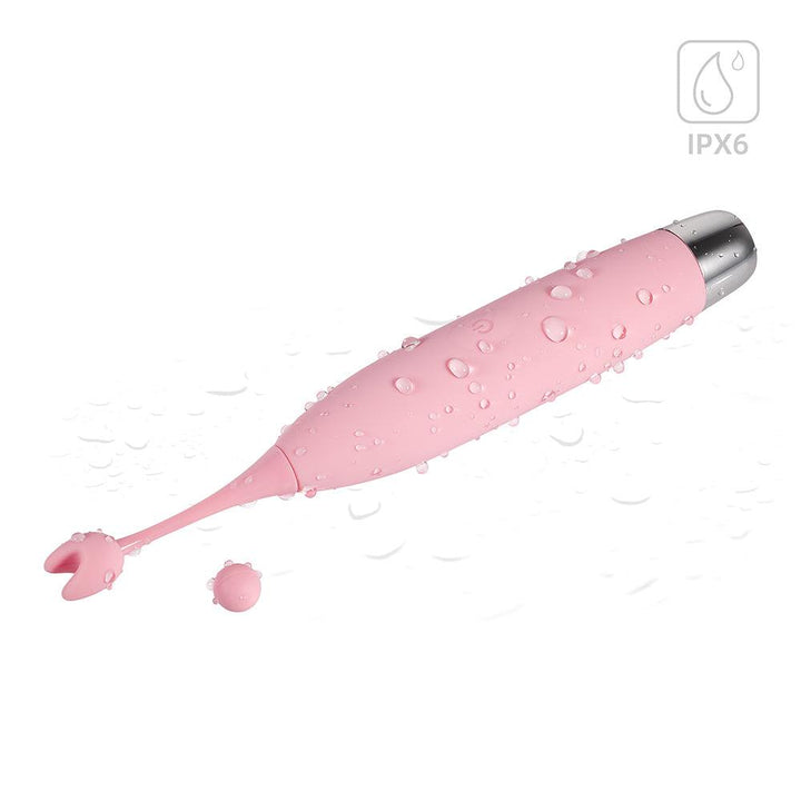 clit rubbing massager with 2 interchangeable soft heads